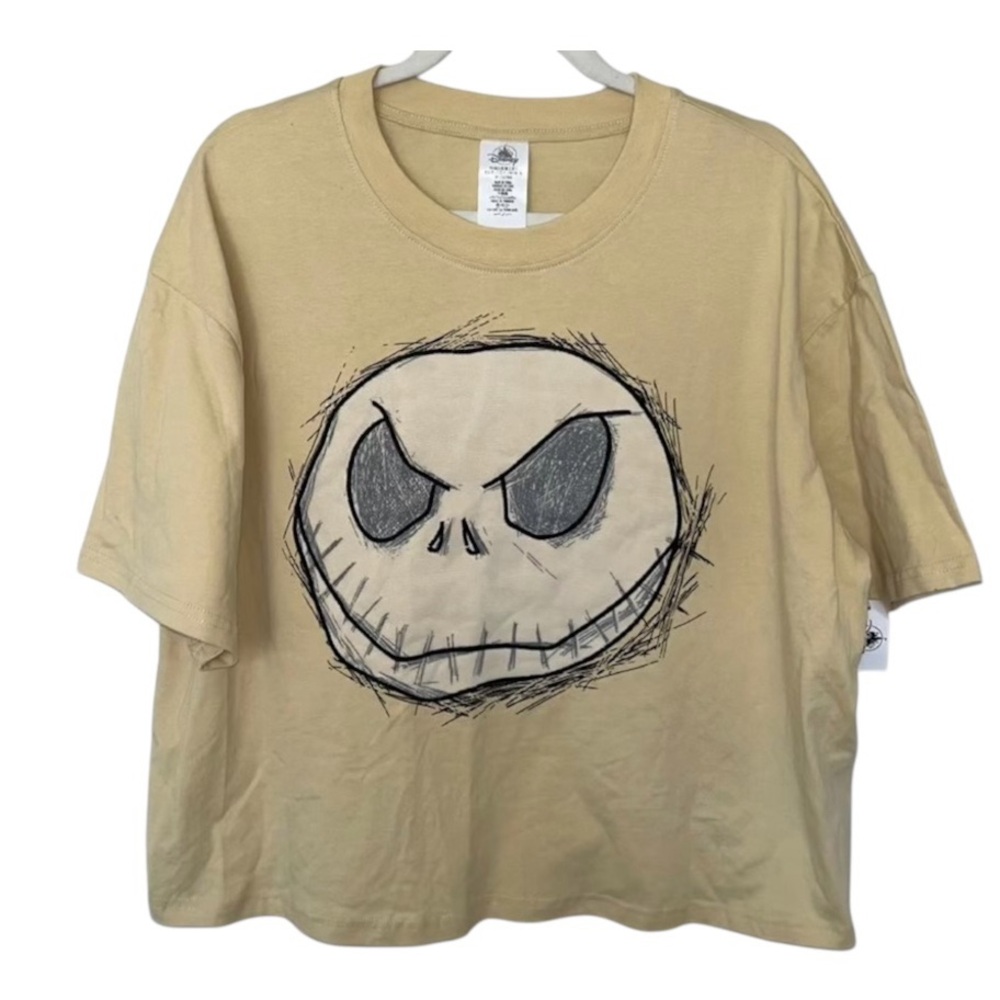 Tan Short Sleeve Tee with Bold Skull Graphic